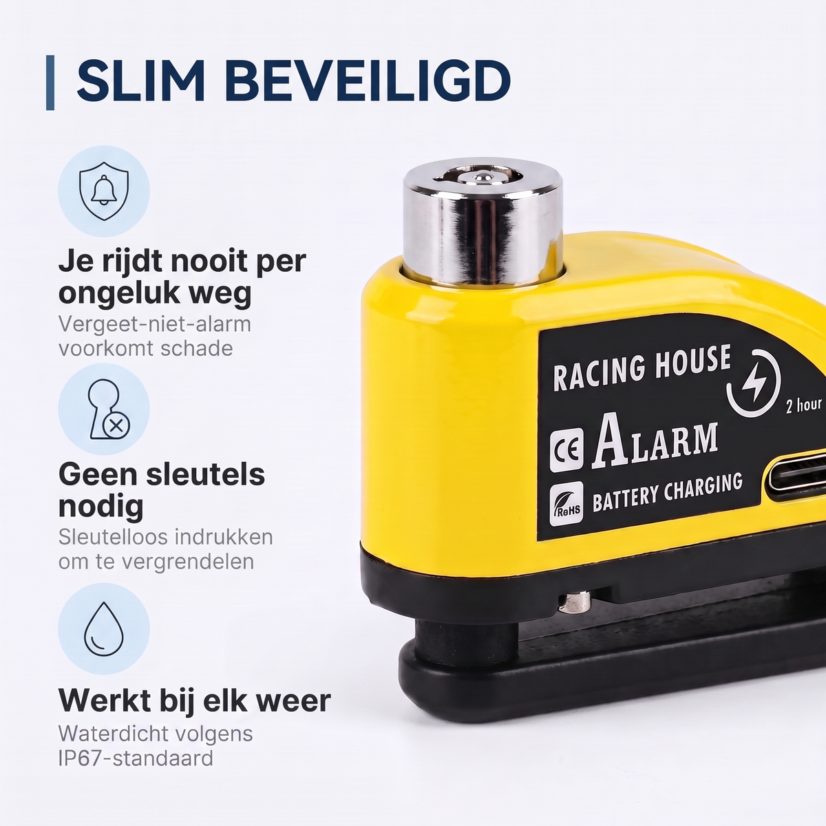 SecurRide - Schrijfremslot met 110 dB Alarm
