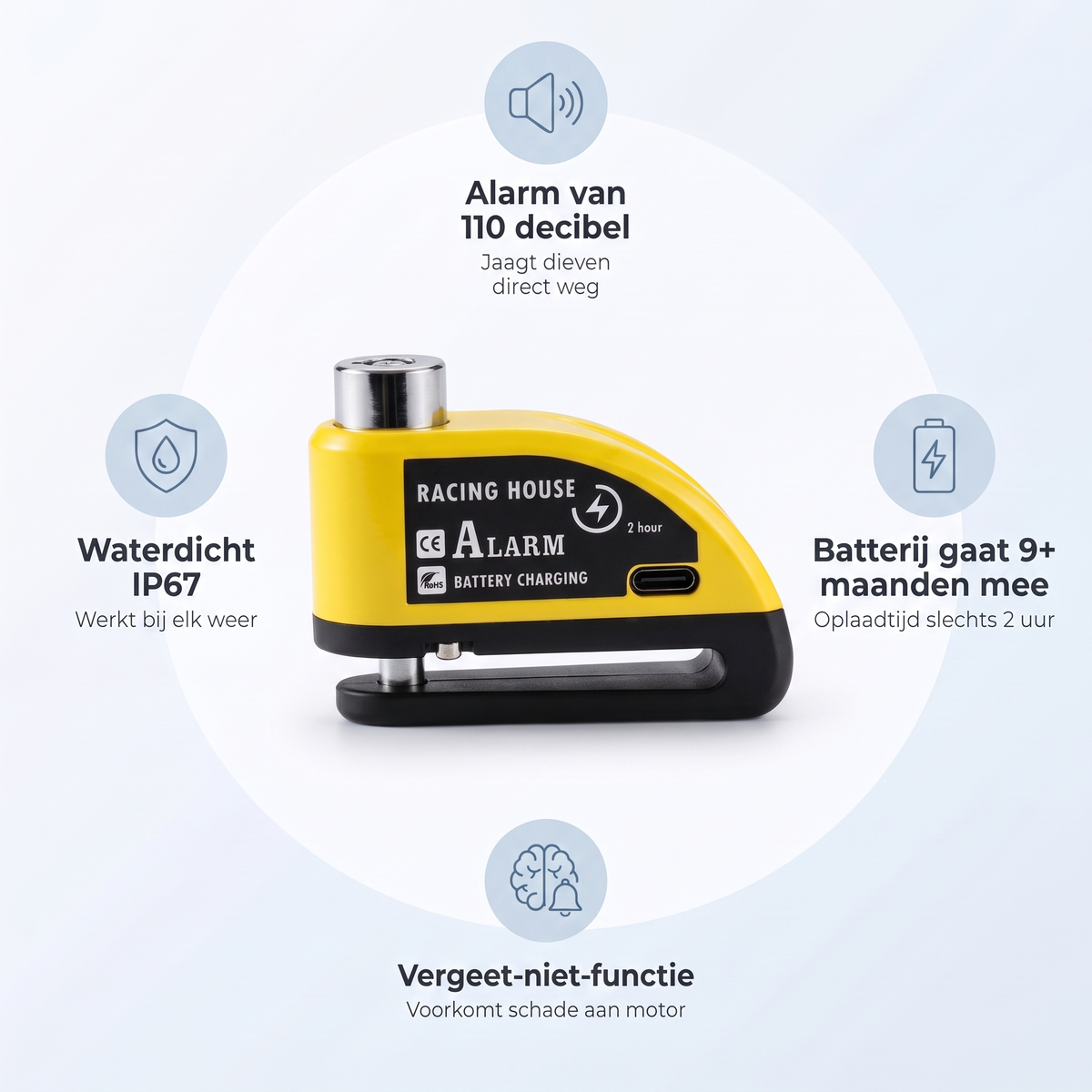 SecurRide - Schrijfremslot met 110 dB Alarm