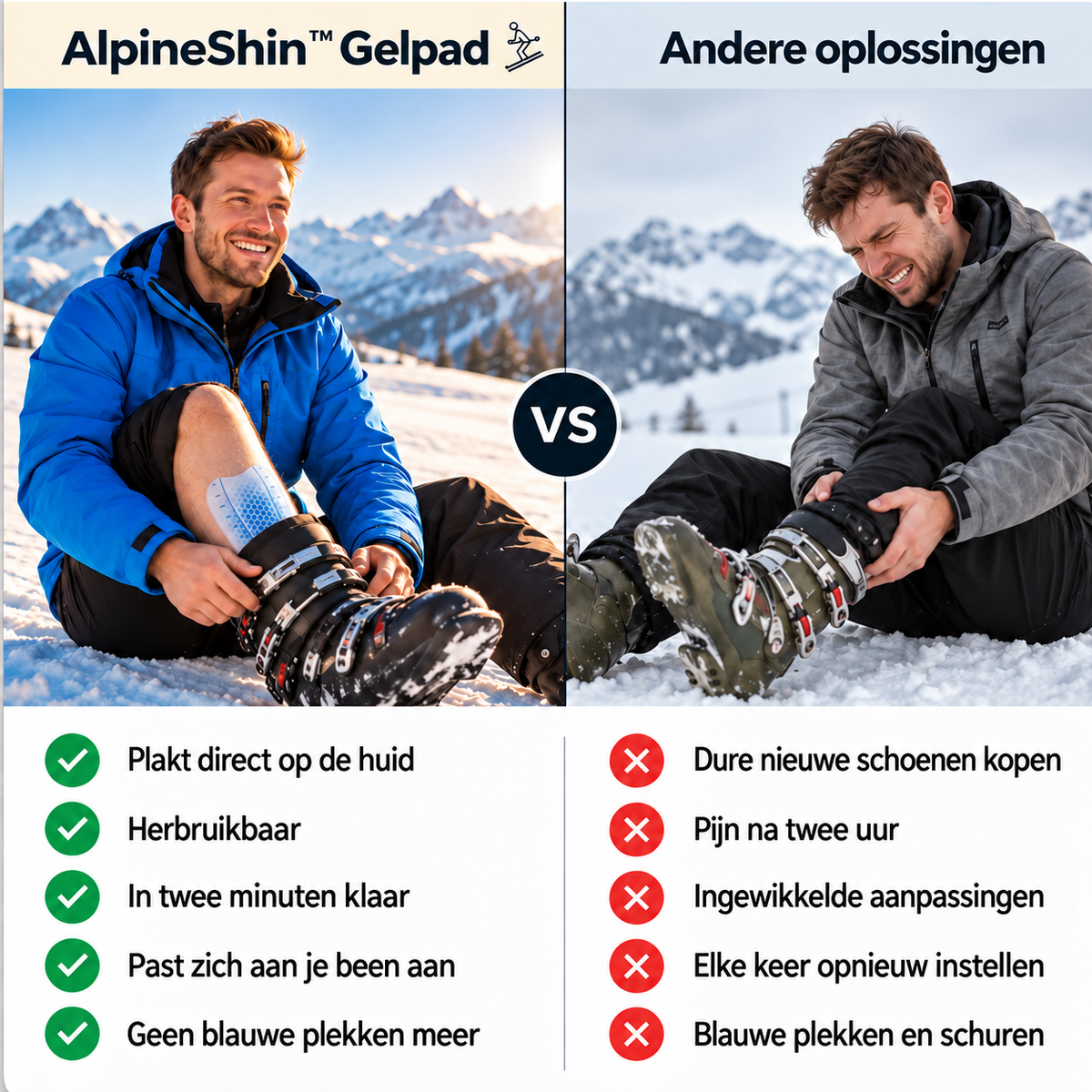 AlpineShin™ Gelpad - Voorkomt Pijnlijke Schenen op Wintersport