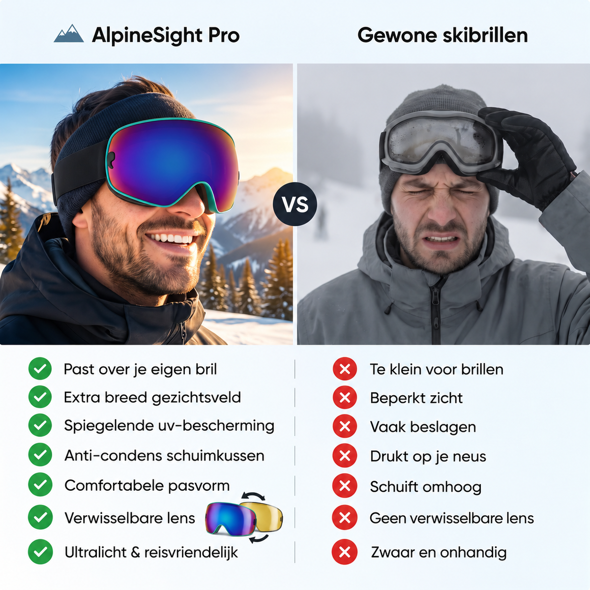 AlpineSight Pro - Skibril (ook geschikt voor brillendragers)
