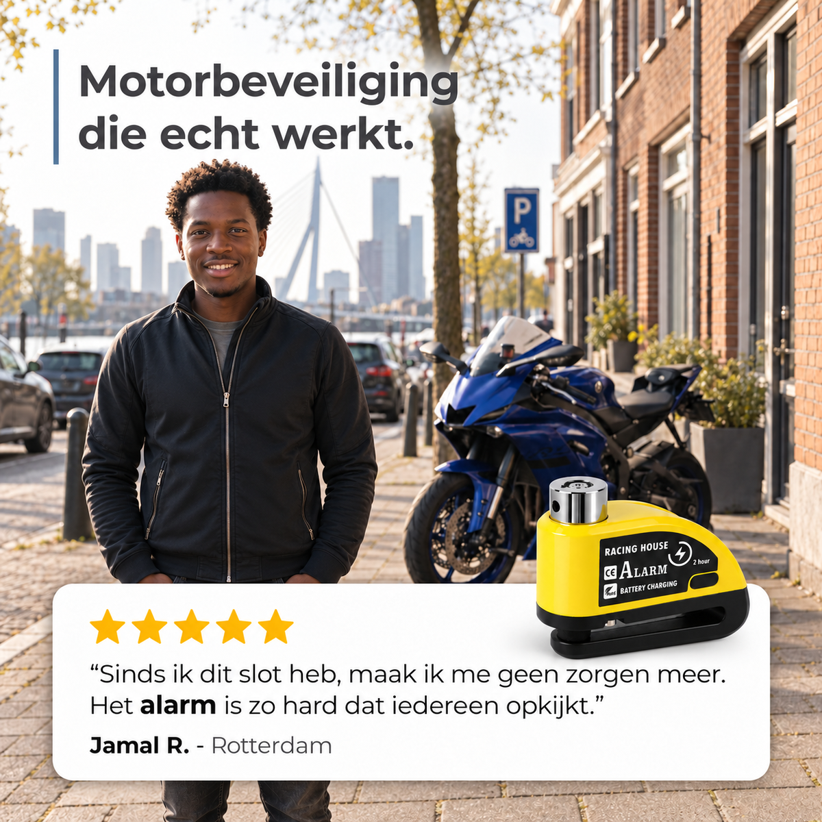 SecurRide - Schijfremslot met 110 dB Alarm