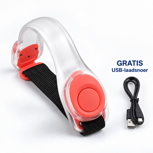 SafeGlow - Oplaadbare Lichtgevende Sportarmband Voor Veilig In Verkeer