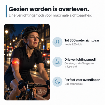 SafeGlow - Oplaadbare Lichtgevende Sportarmband Voor Veilig In Verkeer