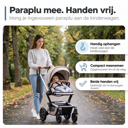 Para+™ – Extra sterke stormparaplu. Haak vast en neem mee.