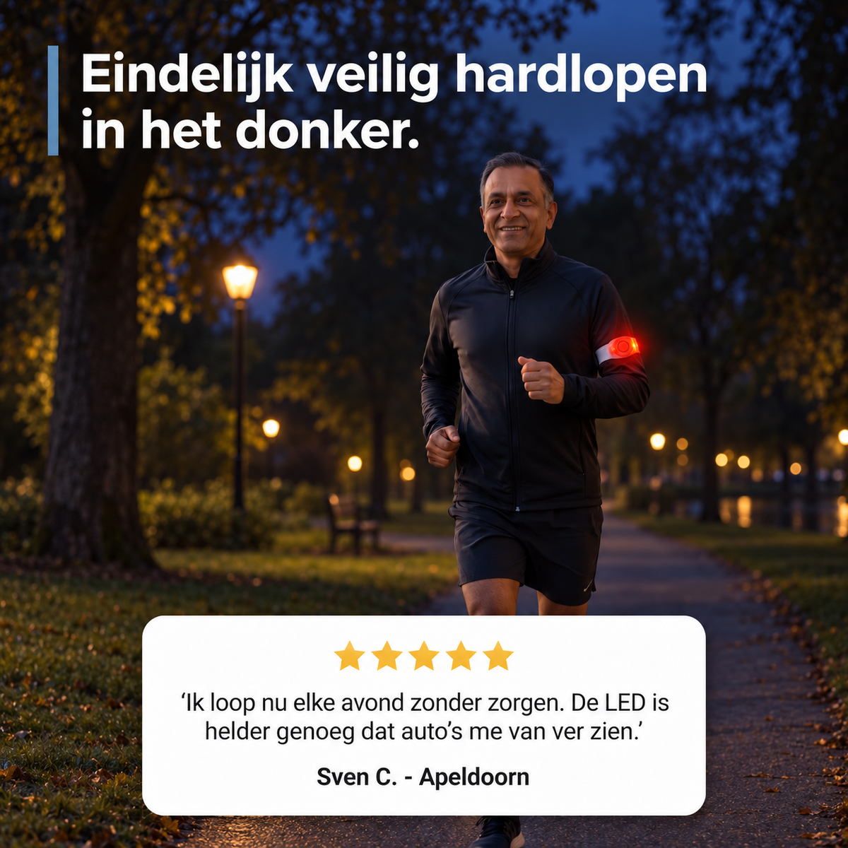 SafeGlow - Oplaadbare Lichtgevende Sportarmband Voor Veilig In Verkeer