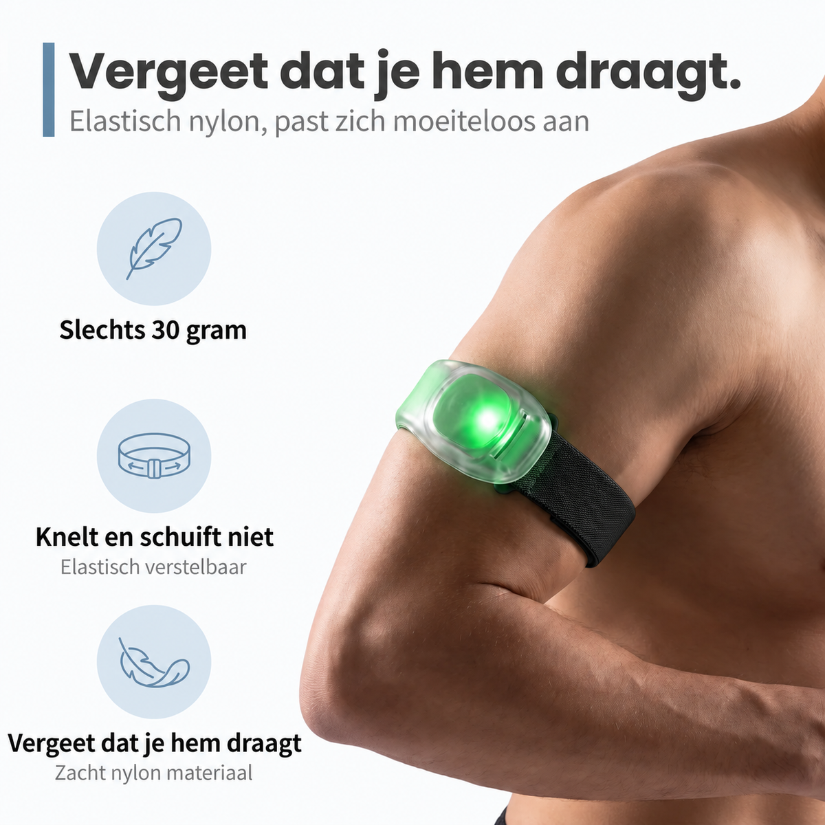 SafeGlow - Oplaadbare Lichtgevende Sportarmband Voor Veilig In Verkeer