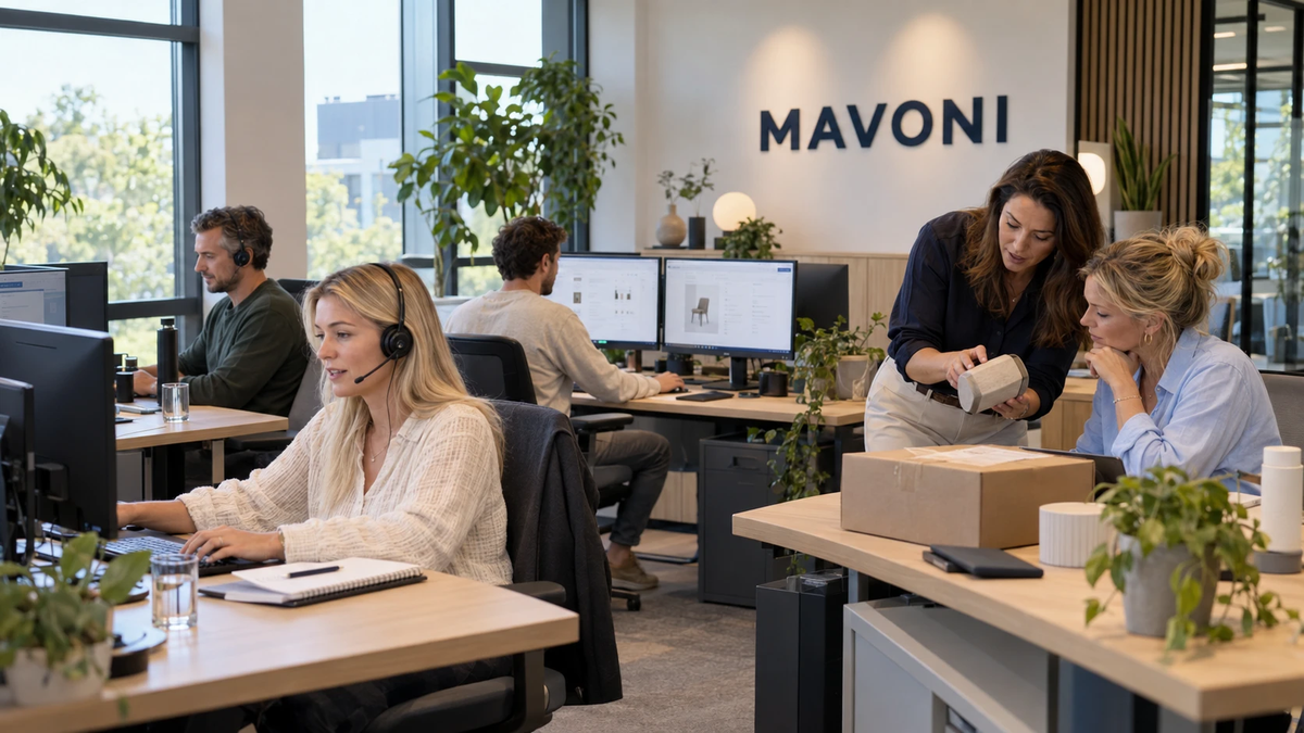 Het MAVONI klantenserviceteam aan het werk op kantoor